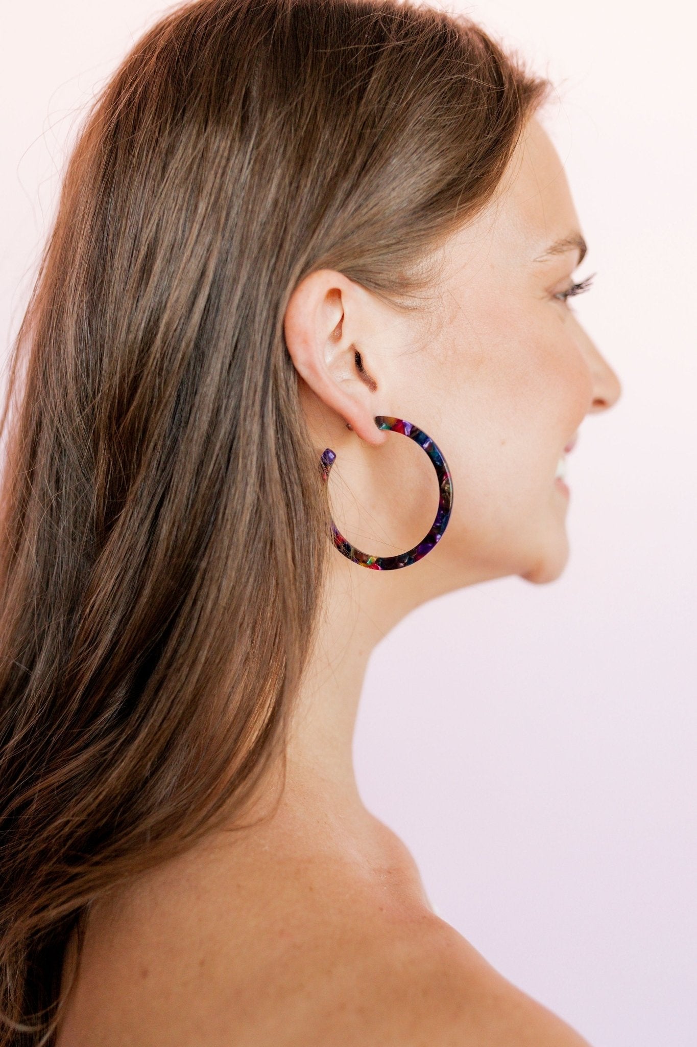 Holly Medium Hoop Earrings - Retro Camo - LINNY CO WholesaleAcetate