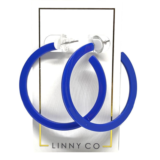 Holly Medium Hoop Earrings - True Blue - LINNY CO WholesaleAcetate