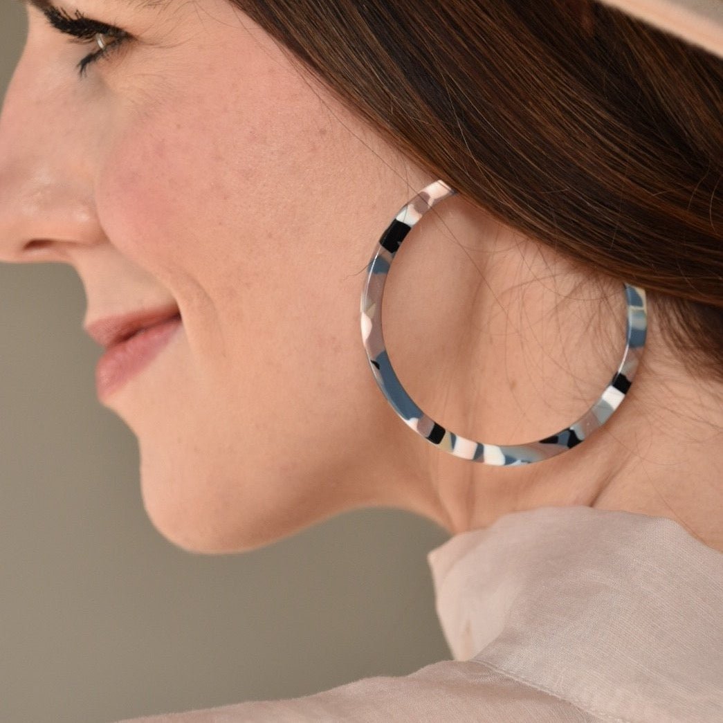 Holly Mega Hoop Earrings - Desert Camo - LINNY CO WholesaleAcetate
