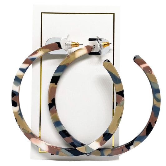 Holly Mega Hoop Earrings - Desert Camo - LINNY CO WholesaleAcetate