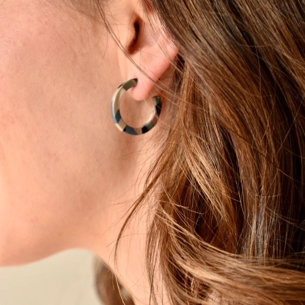 Holly Mini Hoop Earrings - Desert Camo - LINNY CO WholesaleAcetate