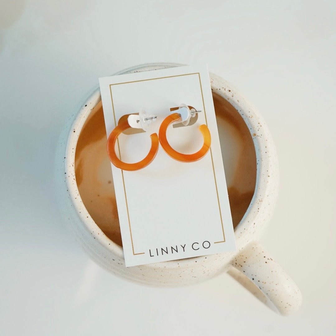 Holly Mini Hoop - Honey - Earrings - LINNY CO WholesaleAcetate