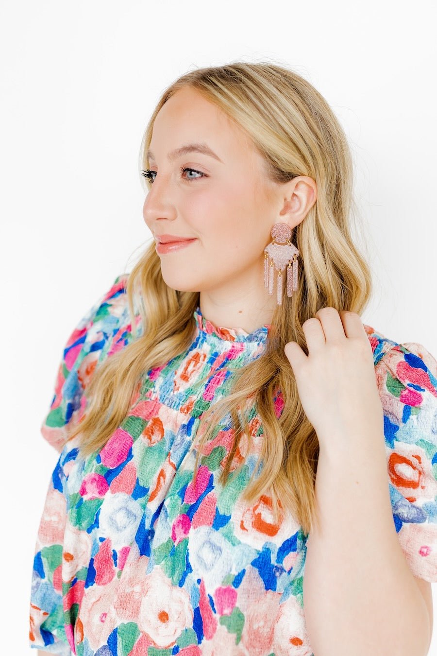 Janelle - Blush Glitter - Earrings - LINNY CO WholesaleAcetate