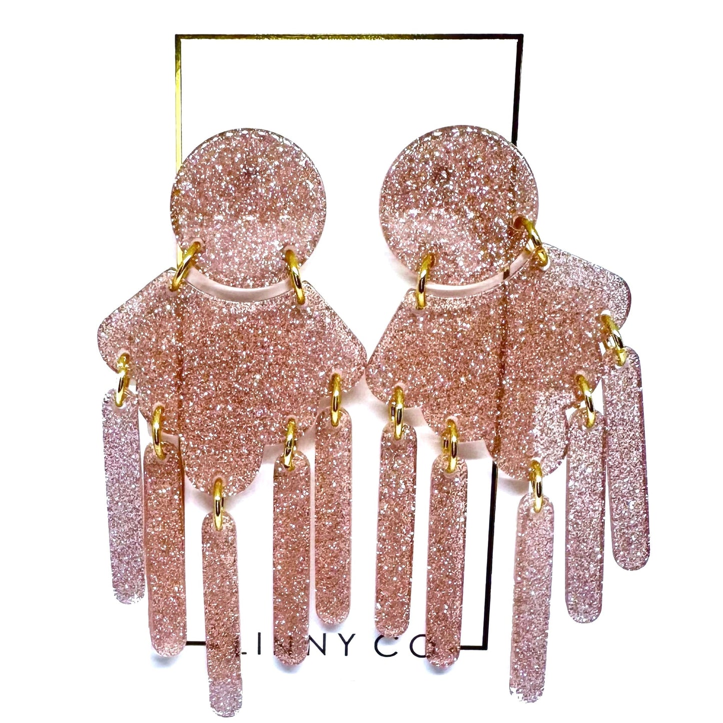 Janelle - Blush Glitter - Earrings - LINNY CO WholesaleAcetate