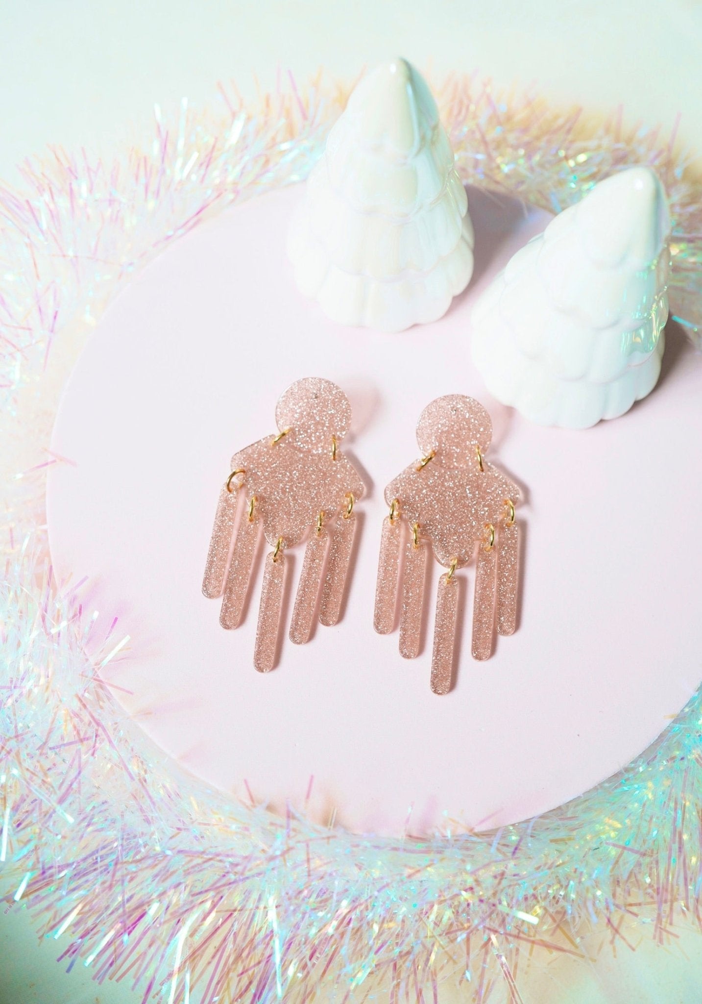 Janelle - Blush Glitter - Earrings - LINNY CO WholesaleAcetate