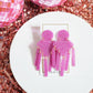 Janelle - Magenta Glitter - Earrings - LINNY CO WholesaleAcetate