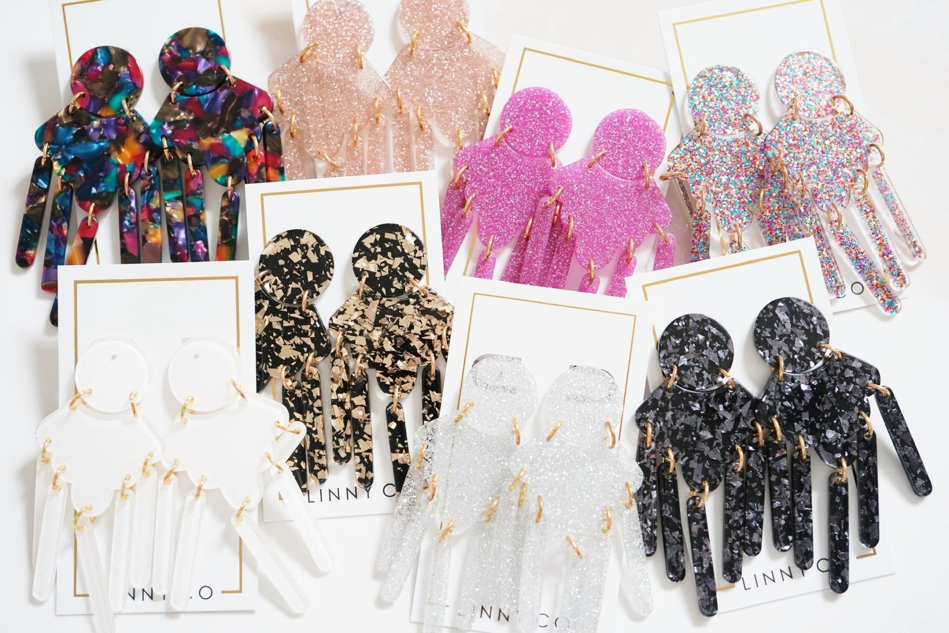 Janelle - Multi Glitter - Earrings - LINNY CO WholesaleAcetate