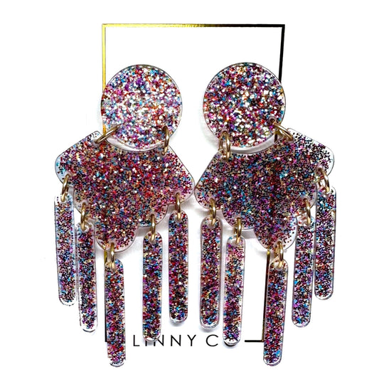 Janelle - Multi Glitter - Earrings - LINNY CO WholesaleAcetate