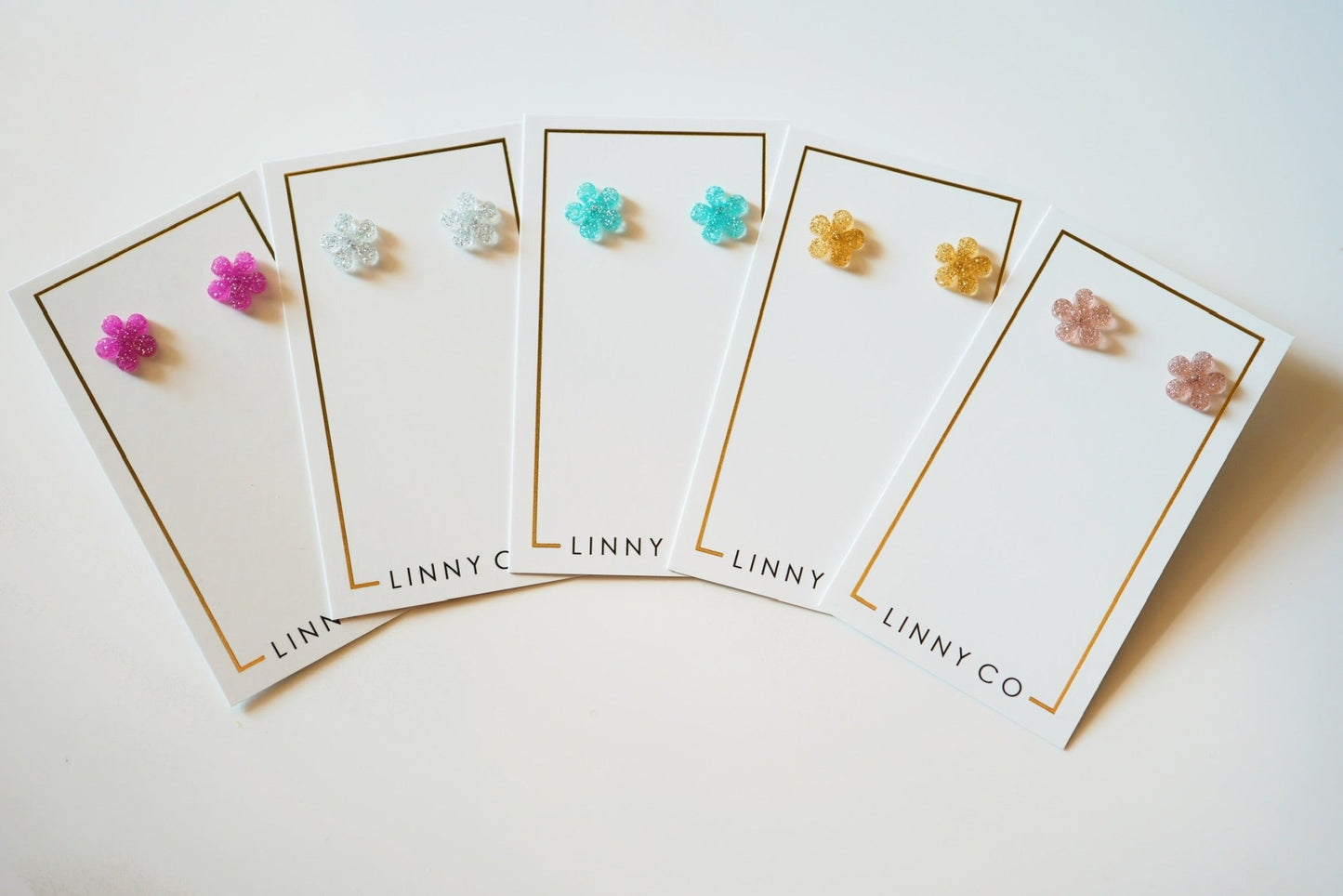 Jenna Flower Stud - Silver Glitter - Earrings - LINNY CO WholesaleAcetate