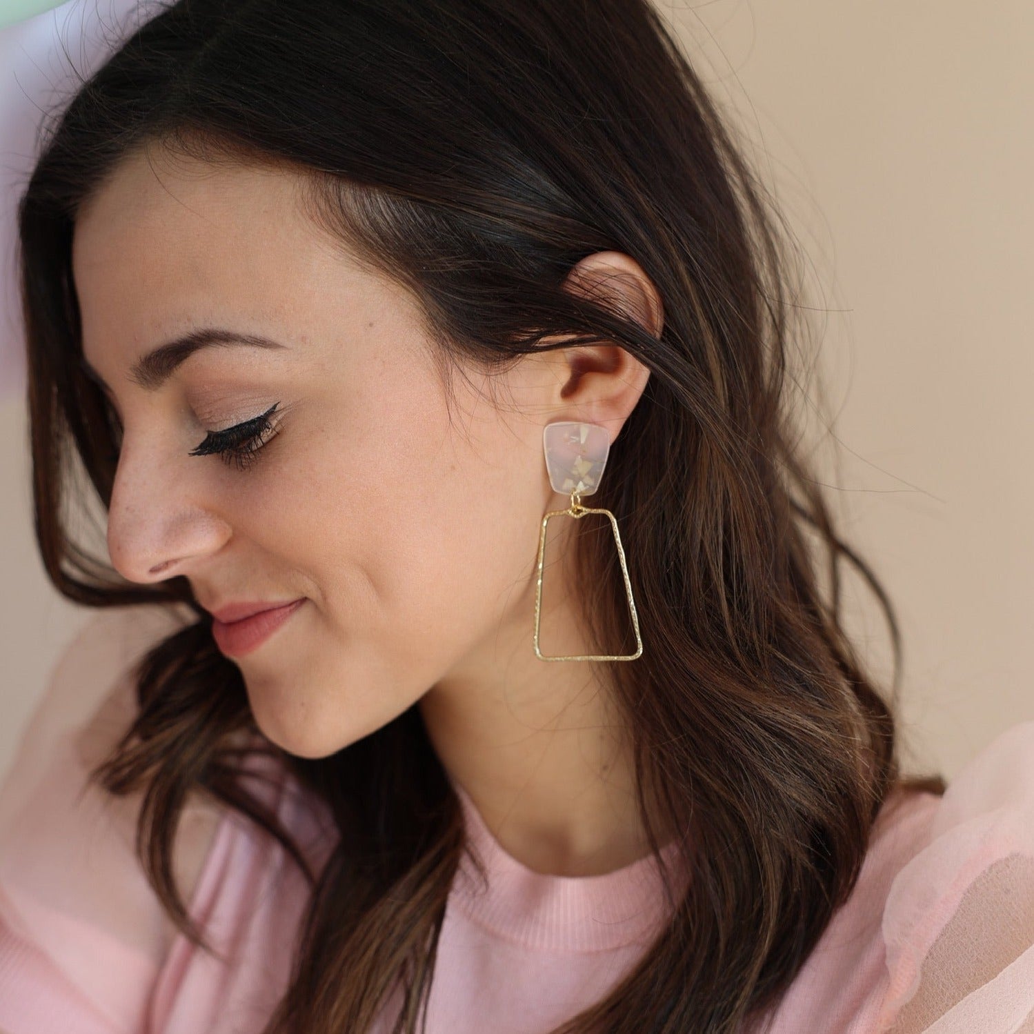 Kaelyn - Gold Confetti - Earrings - LINNY CO WholesaleAcetate