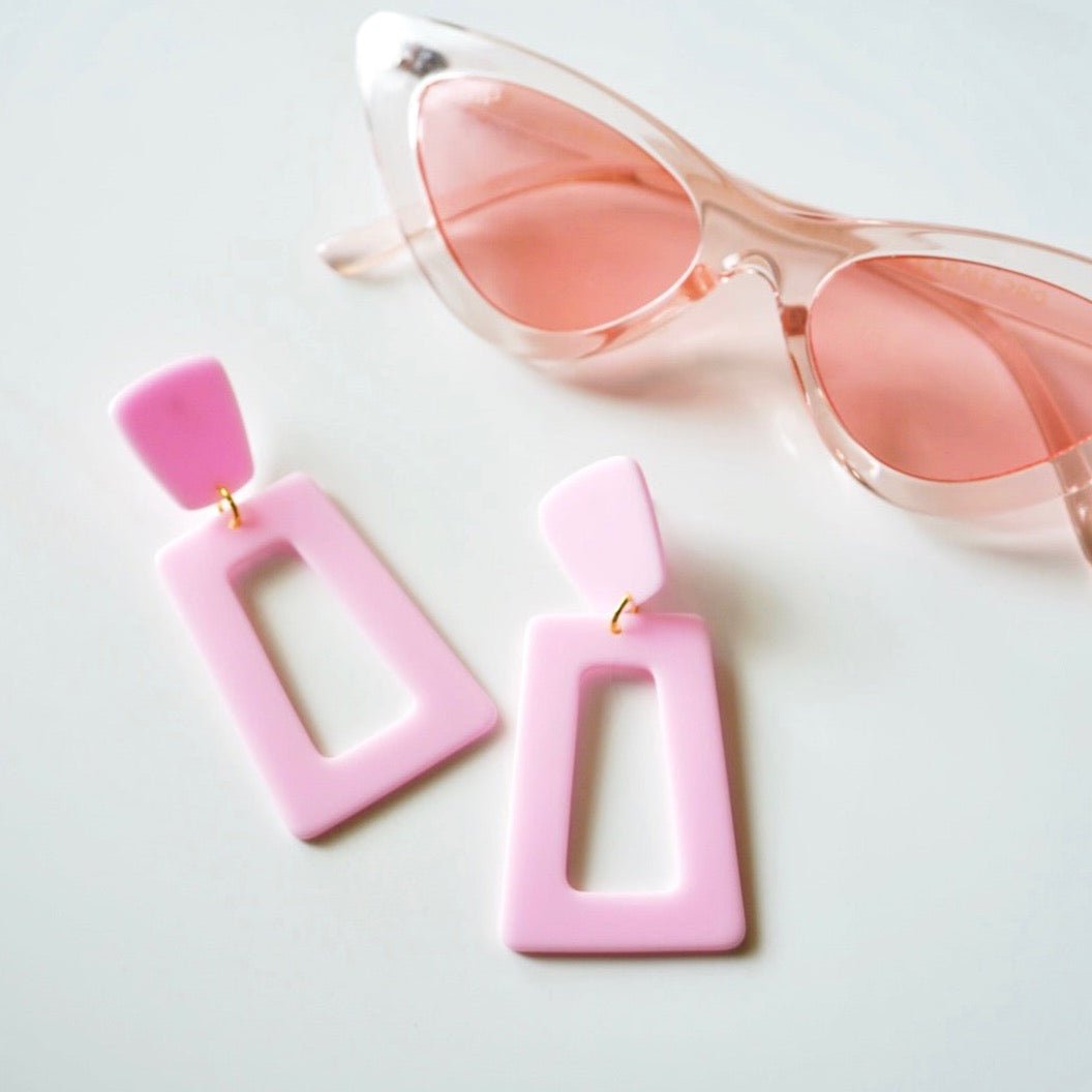 Kennedy Statement Earrings - Baby Pink - LINNY CO WholesaleAcetate