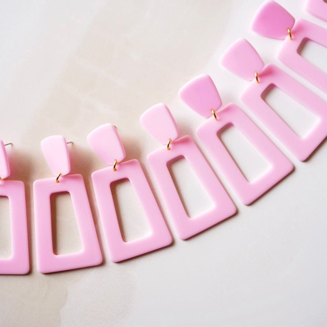 Kennedy Statement Earrings - Baby Pink - LINNY CO WholesaleAcetate