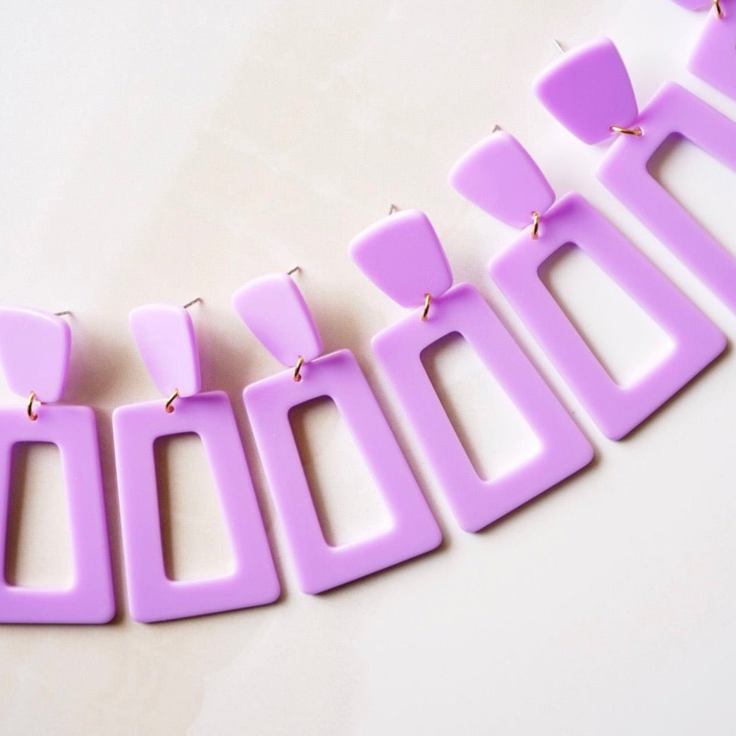 Kennedy Statement Earrings - Lilac - LINNY CO WholesaleAcetate