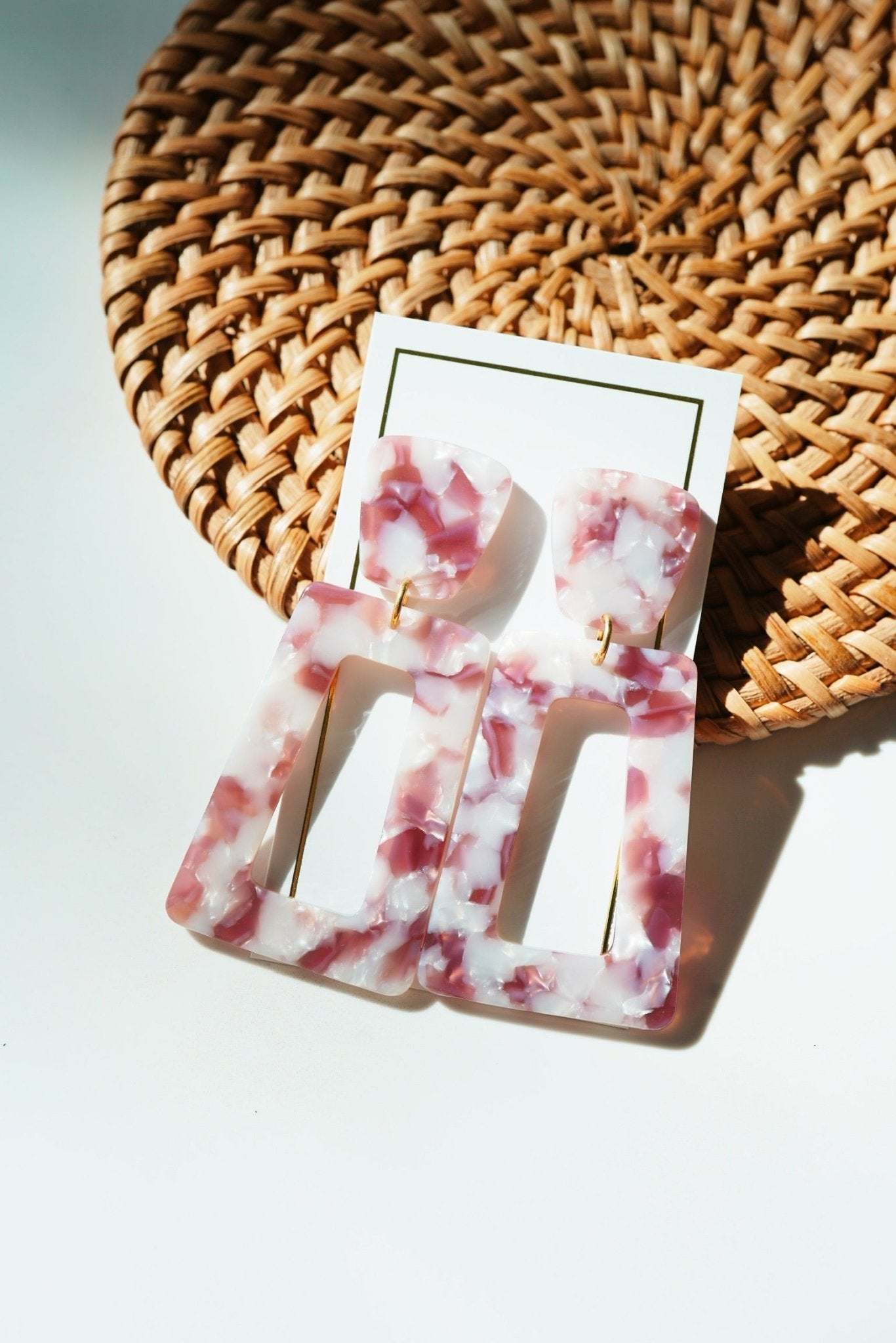 Kennedy Statement Earrings - Maroon Camo - LINNY CO WholesaleAcetate