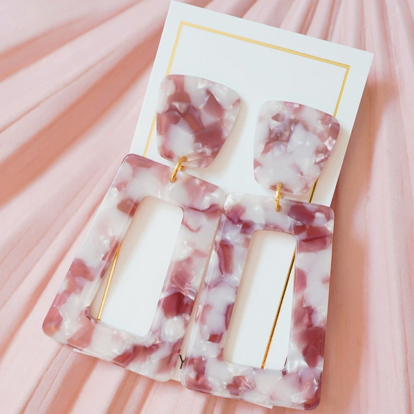 Kennedy Statement Earrings - Maroon Camo - LINNY CO WholesaleAcetate