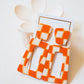 Kennedy Statement Earrings - Orange Checkered - LINNY CO WholesaleAcetate