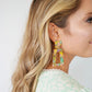Kennedy Statement Earrings - Pink - Green Confetti - LINNY CO WholesaleAcetate