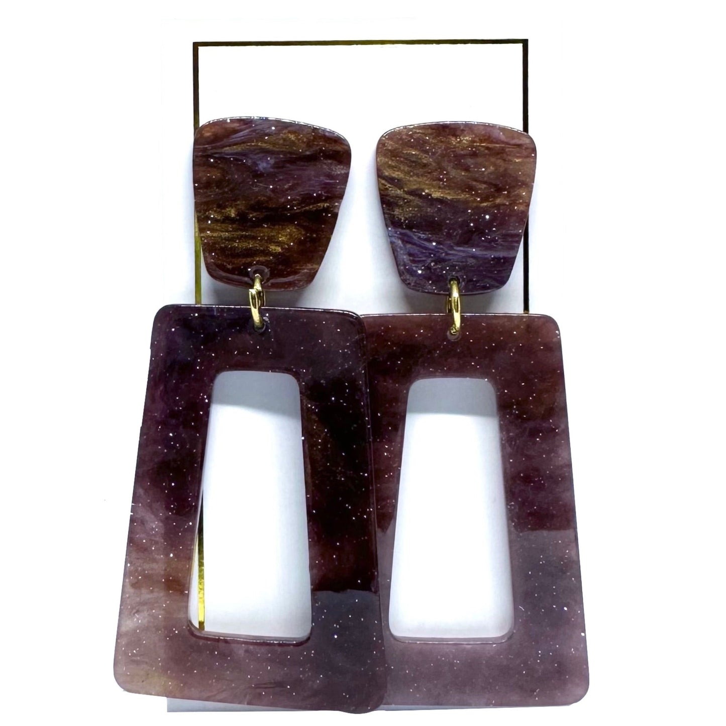 Kennedy Statement Earrings - Purple Galaxy - LINNY CO WholesaleAcetate