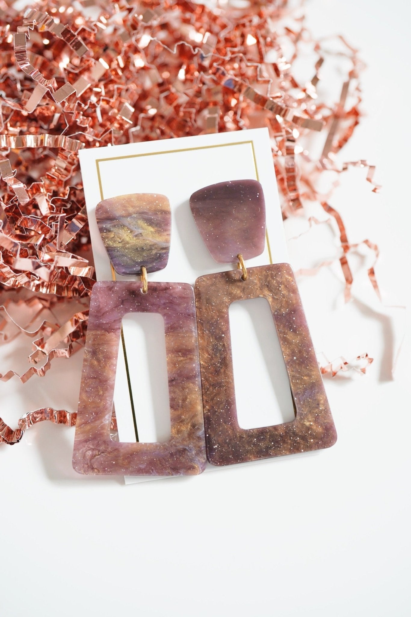 Kennedy Statement Earrings - Purple Galaxy - LINNY CO WholesaleAcetate