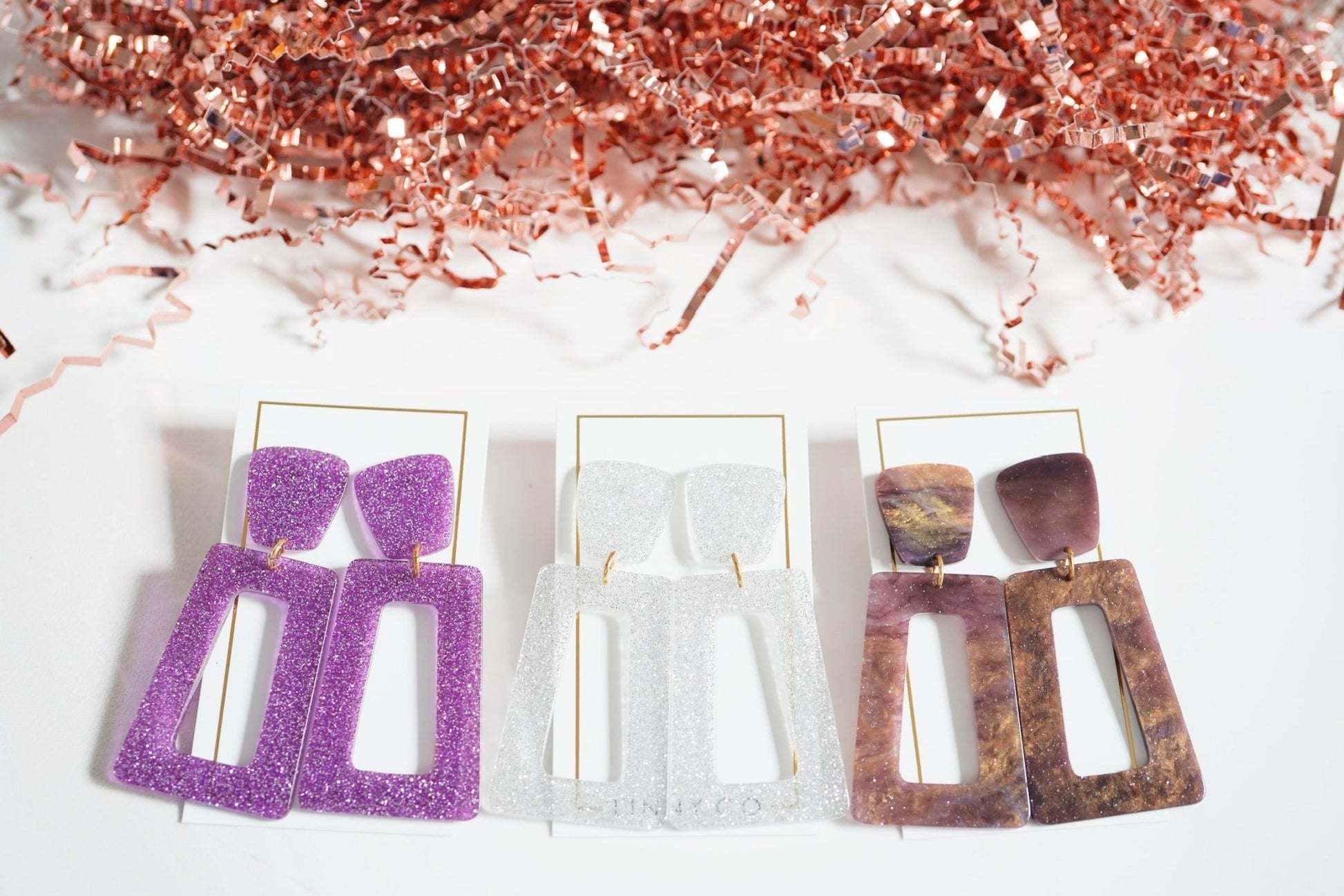 Kennedy Statement Earrings - Purple Glitter - LINNY CO WholesaleAcetate