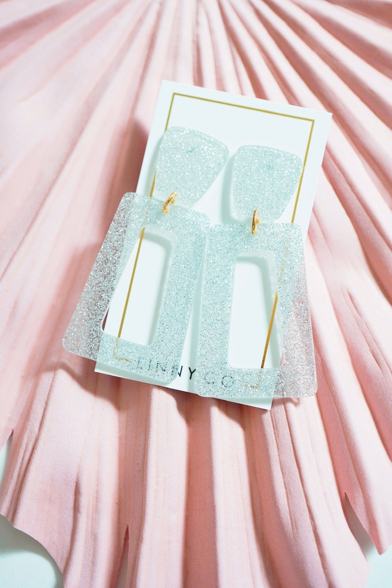 Kennedy Statement Earrings - Silver Glitter - LINNY CO WholesaleAcetate