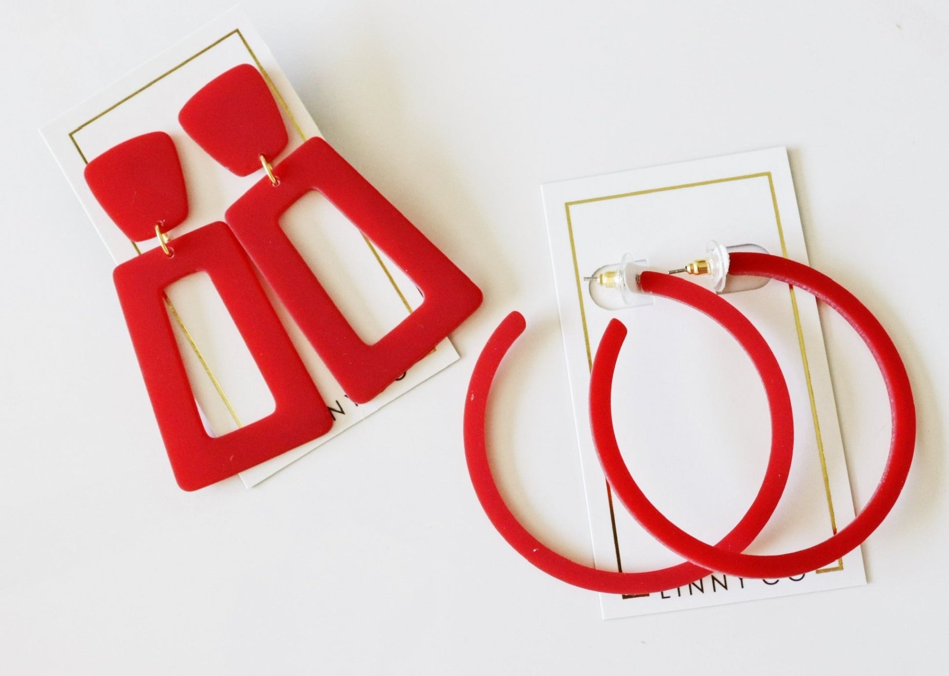 Kennedy Statement Earrings - True Red - LINNY CO WholesaleAcetate