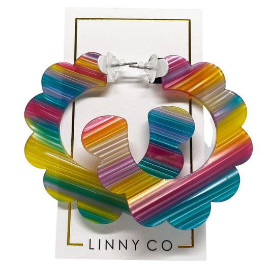 Margo Scallop Hoop Earrings - Fiesta - LINNY CO WholesaleAcetate