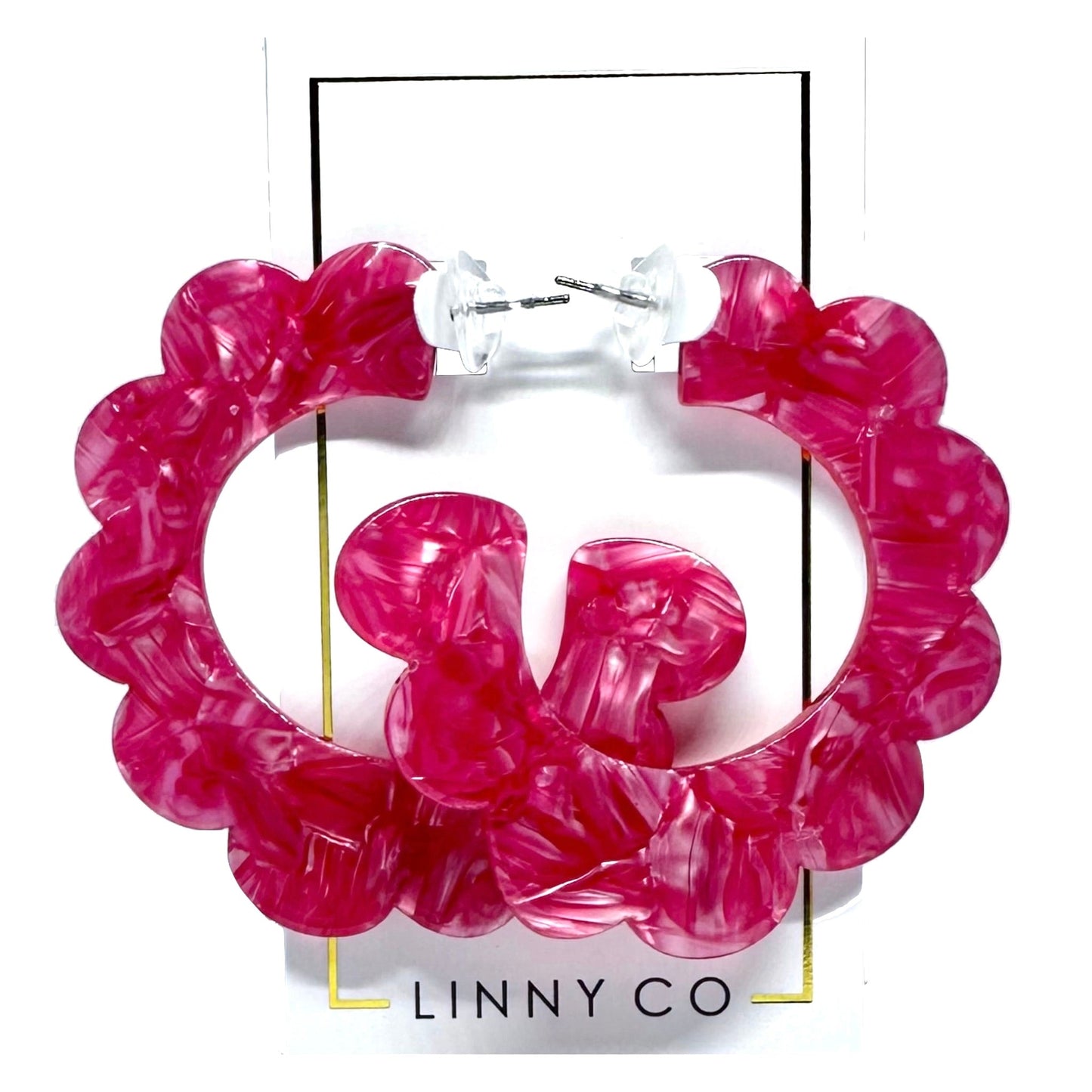 Margo Scallop Hoop Earrings - Pearlized Pink - LINNY CO WholesaleAcetate