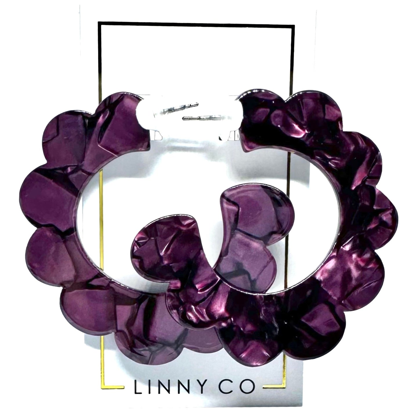 Margo Scallop Hoop Earrings - Pearlized Plum - LINNY CO WholesaleAcetate