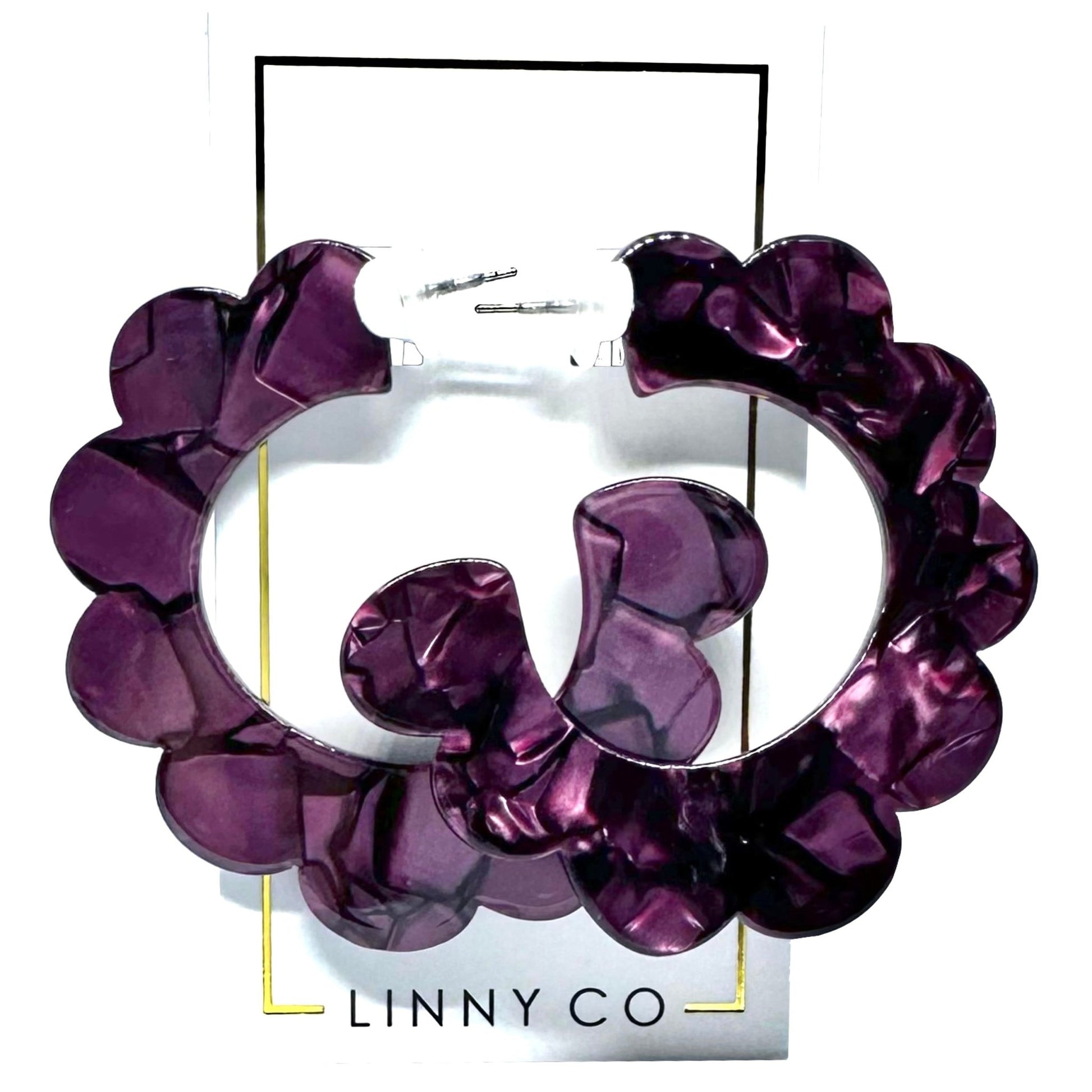 Margo Scallop Hoop Earrings - Pearlized Plum - LINNY CO WholesaleAcetate