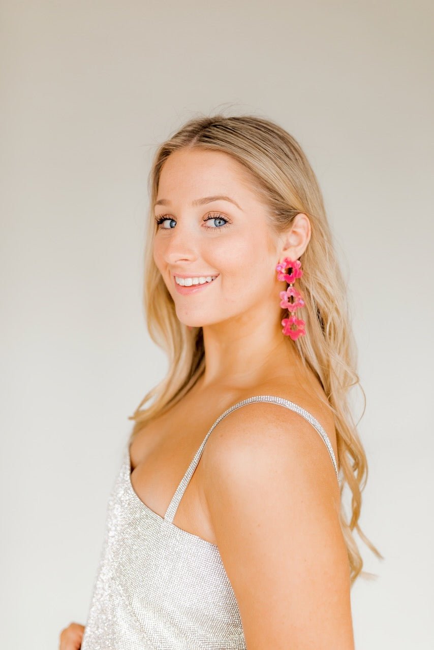 Zoey Statement Earrings - Azalea Pink - LINNY CO WholesaleAcetate