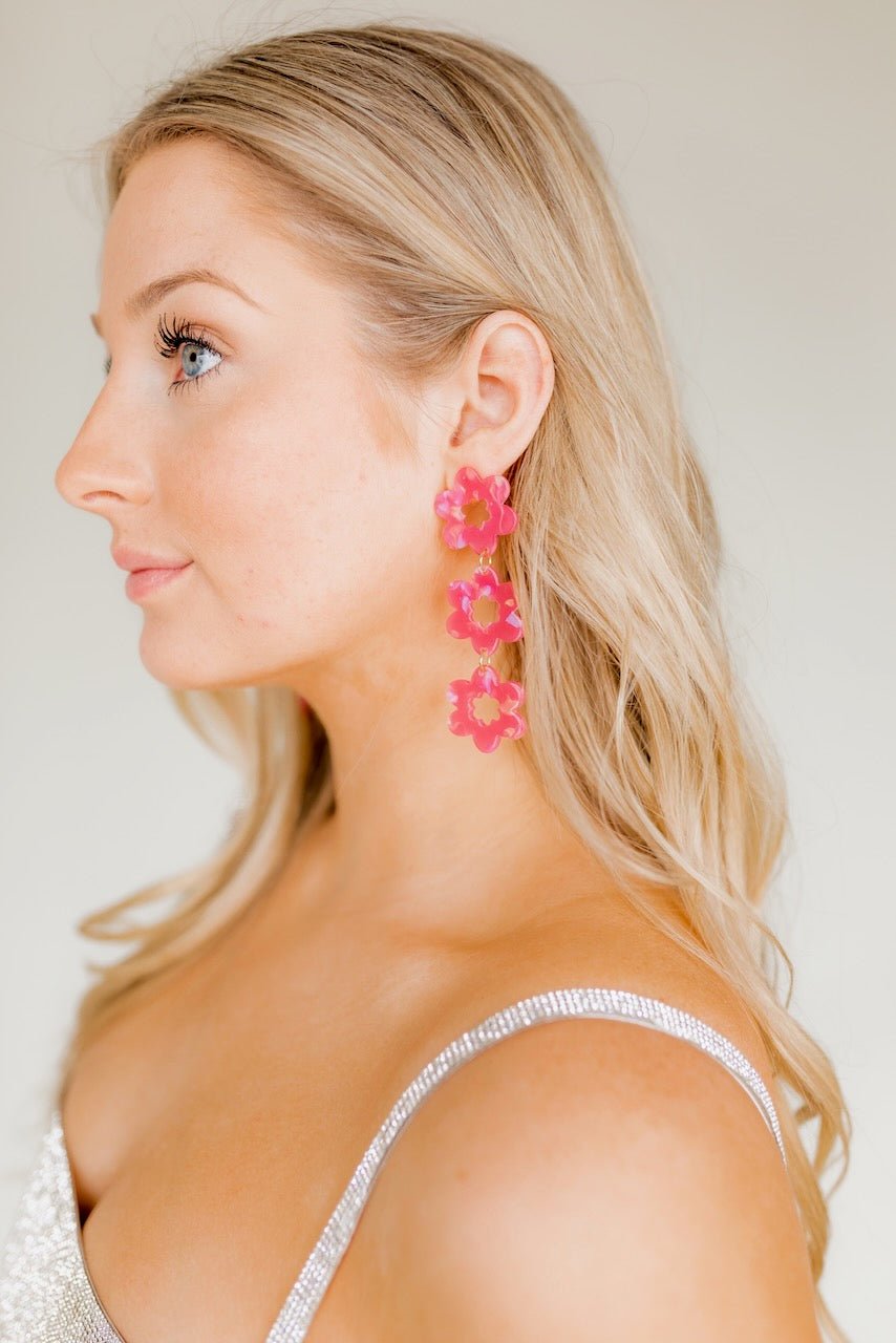 Zoey Statement Earrings - Azalea Pink - LINNY CO WholesaleAcetate