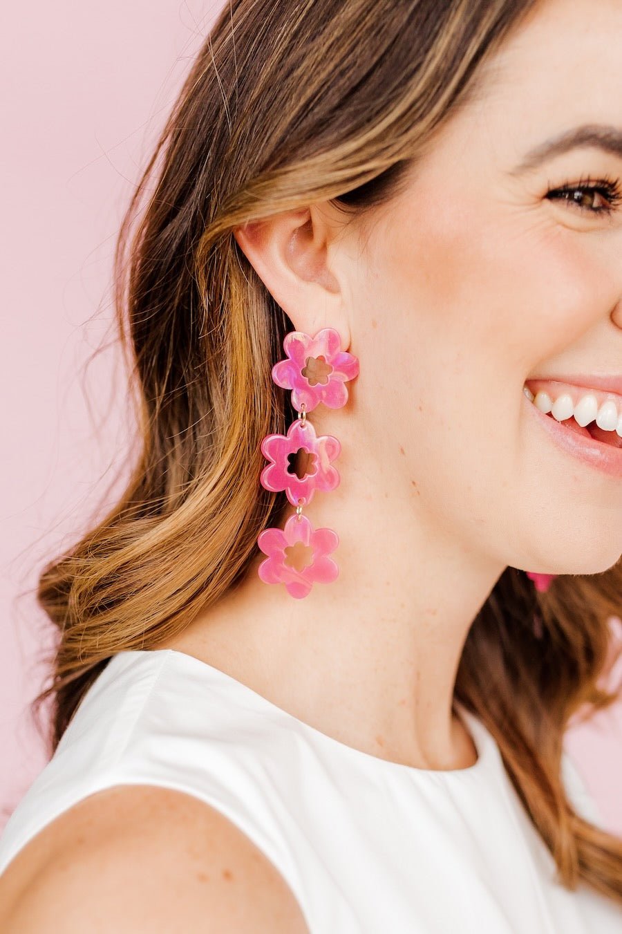 Zoey Statement Earrings - Azalea Pink - LINNY CO WholesaleAcetate