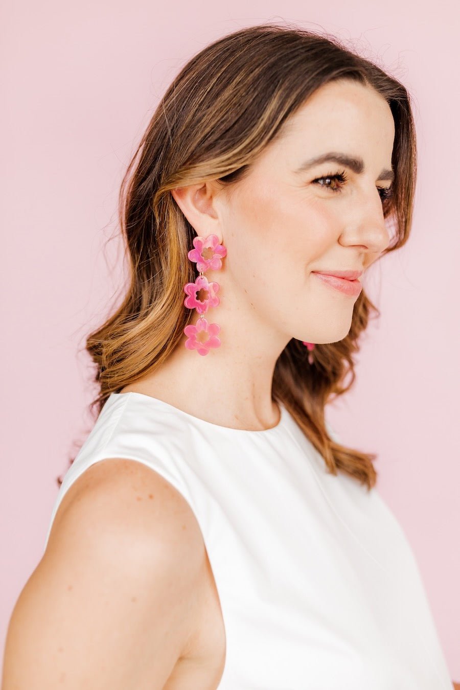 Zoey Statement Earrings - Azalea Pink - LINNY CO WholesaleAcetate