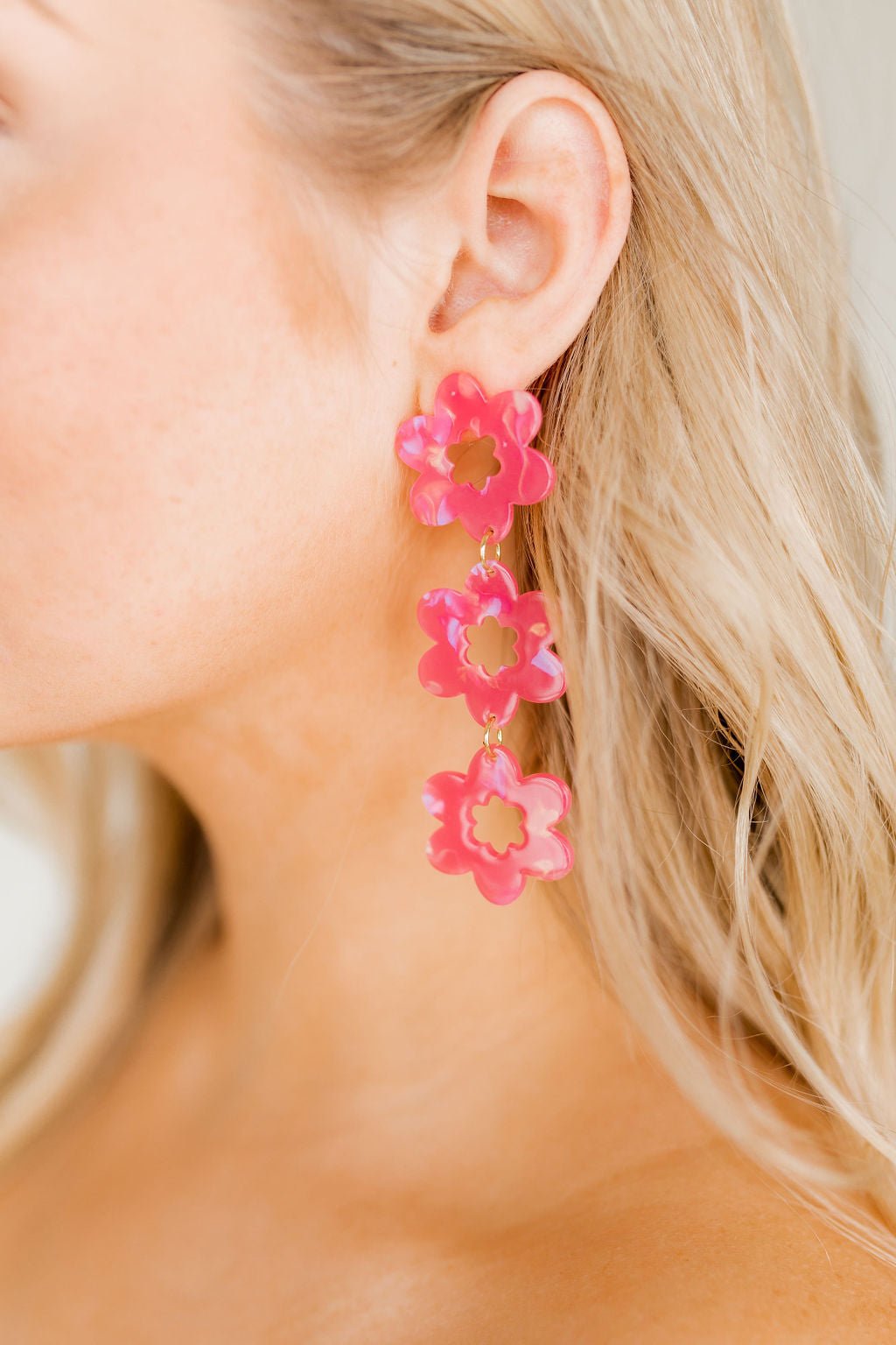 Zoey Statement Earrings - Azalea Pink - LINNY CO WholesaleAcetate