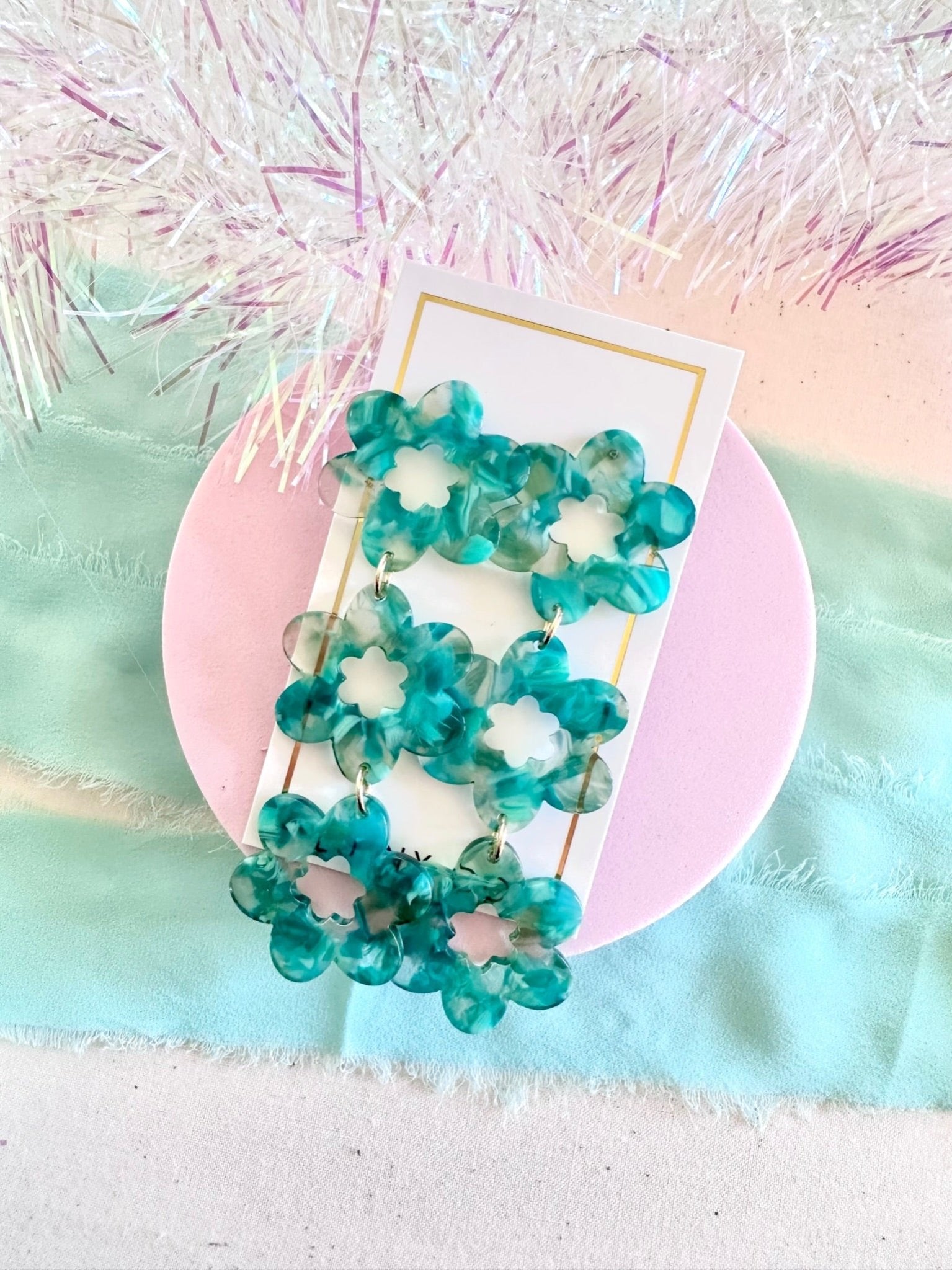 Zoey Statement Earrings - Bahama Mama - LINNY CO WholesaleAcetate